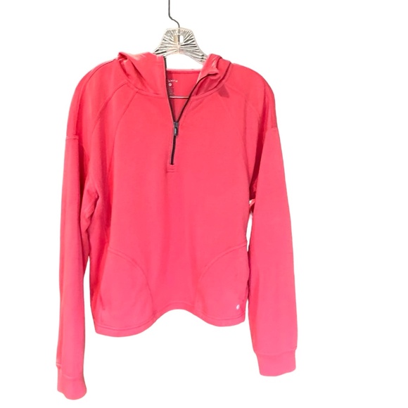 Layer 8 Quick Dry Lightweight Long Sleeve 1/4 Zip Hoodie Pink Large - Picture 1 of 11